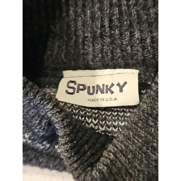 Vtg Ski Sweater Mens Sz M Gray Fair Isle Snowflake Spunky Acrylic Mock Neck USA - Picture 9 of 10